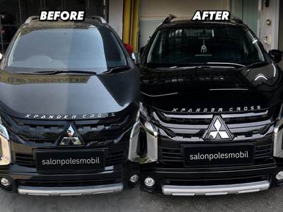 Before after poles body Mitsubishi Xpander Cross cat kinclong salonpolesmobil.com