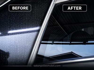 Before after poles kaca samping berjamur bening bersih salonpolesmobil.com