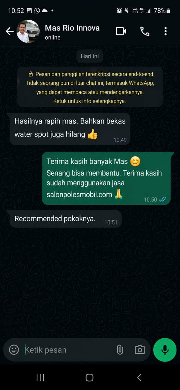 Testimoni pelanggan Mbak Nisa Yaris - Yogyakarta